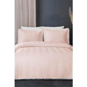 Evlen Home Collection Kapitone Ponponlu Pudra Tek Kişilik Yatak Örtüsü