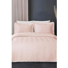 Evlen Home Collection Kapitone Ponponlu Pudra Tek Kişilik Yatak Örtüsü