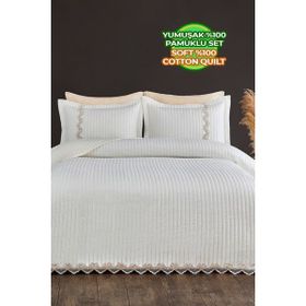 Evlen Home Collection Mihrimah Krem Çift Kişilik Nevresim Takımı