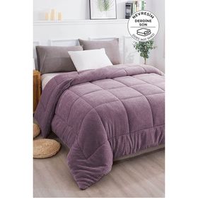 Evlen Home Collection Ultra Yumuşak Yıkanabilir 160x220 CM Lila Tek Kişilik Çift Taraflı Wellsoft Peluş Yorgan