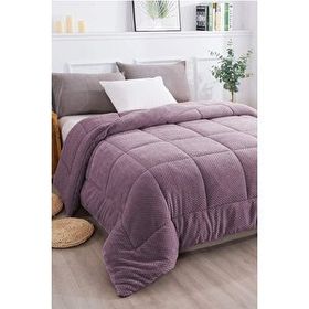 Evlen Home Collection Ultra Yumuşak Yıkanabilir 160x220 CM Lila Tek Kişilik Çift Taraflı Wellsoft Peluş Yorgan