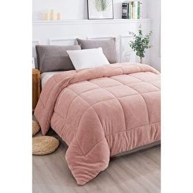 Evlen Home Collection Ultra Yumuşak Yıkanabilir 160x220 CM Pudra Pudra Tek Kişilik Çift Taraflı Wellsoft Peluş Yorgan