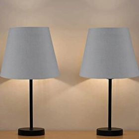EVLight Black 2'li Abajur Metal Masa Lambası Antrasit