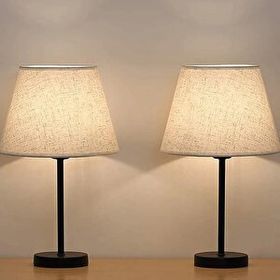 EVLight Black 2'li Metal Masa Lambası Krem Abajur