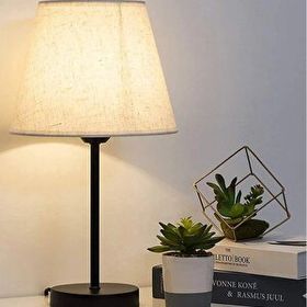 EVLight Black Tekli Metal Masa Lambası Krem Abajur
