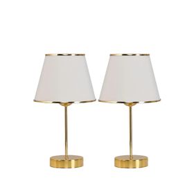 EVLight Mirza 2'li Krem Metal Ayaklı Gold Abajur Masa Lambası