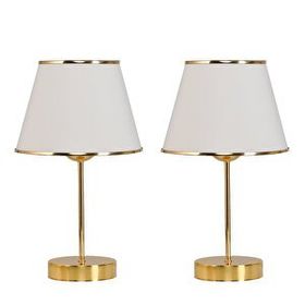 EVLight Mirza 2'li Krem Metal Ayaklı Gold Abajur Masa Lambası