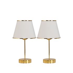 EVLight Mirza 2'li Krem Metal Ayaklı Gold Abajur Masa Lambası