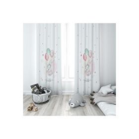 Evmila 104 70x260 cm Uçan Tavşan Beyaz Fon Perde