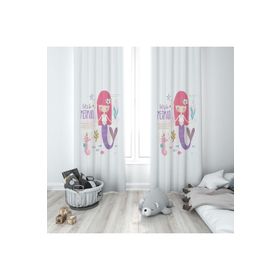 Evmila 107 70x260 cm Deniz Kızı Figürlü Beyaz Fon Perde
