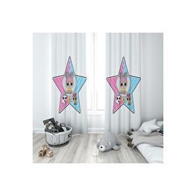 Evmila 131 140x260 cm Unicorn Yıldız Beyaz Fon Perde