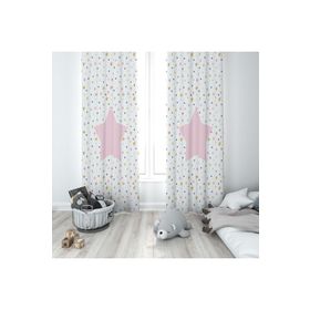 Evmila 213 70x260 cm Yıldızlı Beyaz Fon Perde