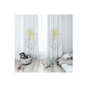 Evmila 92 140x260 cm Beyaz Sarı Saçlı Kurdaleli Kız Fon Perde