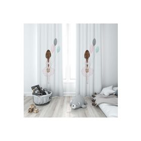 Evmila 93 70x260 cm Beyaz Uçan Balonlu Kız Fon Perde
