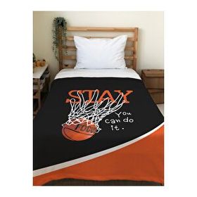 Evmila Basketbol Desenli Soft Baskılı Siyah 150x200 cm Tek Kişilik Battaniye