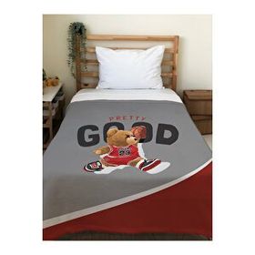 Evmila Basketbolcu Teddy Desenli Soft Baskılı Gri 150x200 cm Tek Kişilik Battaniye