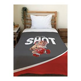 Evmila Basketbolcu Teddy Desenli Soft Baskılı Gri 150x200 cm Tek Kişilik Battaniye