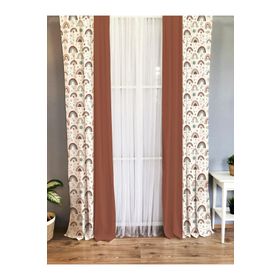 Evmila Baskılı Gökkuşağı Desenli Kahverengi 70x260 cm Tek Kanat Kadife Doku Fon Perde