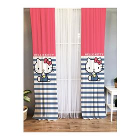 Evmila Baskılı Kedi Desenli Pembe 70x260 cm Tek Kanat Kadife Doku Fon Perde