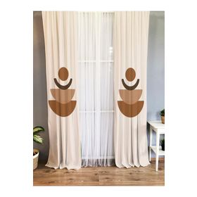 Evmila Baskılı Modern Desenli Kahverengi 70x260 cm Tek Kanat Kadife Doku Fon Perde