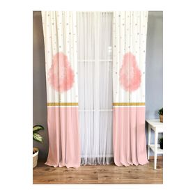 Evmila Baskılı Modern Desenli Pembe 70x260 cm Tek Kanat Kadife Doku Fon Perde
