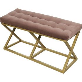 Evodeko Altın Ayaklı Kahverengi Bench Puf