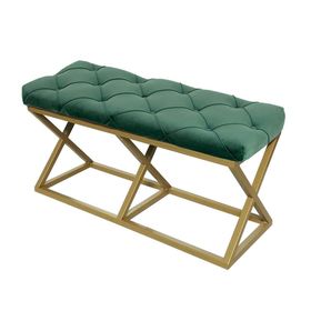 Evodeko Altın Ayaklı Yeşil Bench Puf