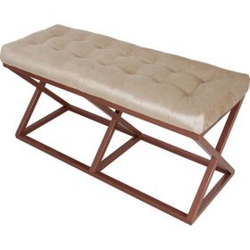 Evodeko Bakır Krem Çapraz Ayaklı Bench Puf