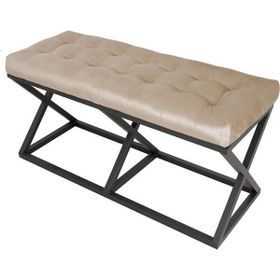 Evodeko Çektirme Krem Siyah Bench Puf