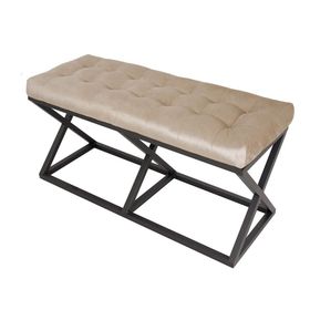 Evodeko Çektirme Krem Siyah Bench Puf