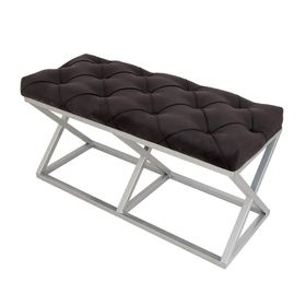 Evodeko Kapitone Siyah Gümüş Bench Puf