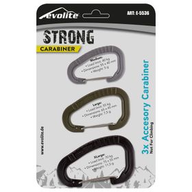 Evolite Siyah Haki Gri Strong 3'lü Karabina Seti