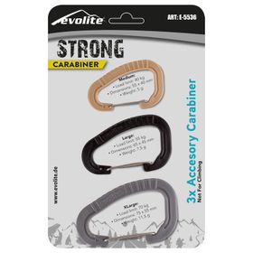 Evolite Strong Gri-Siyah-Bej 3'lü Karabina Seti