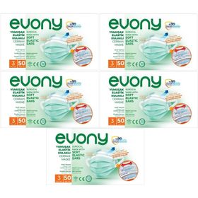 Evony 250'li 3 Katlı Filtreli Burun Telli Cerrahi Maske