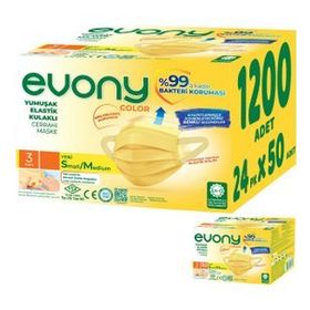 Evony 3 Katlı Filtreli Burun Telli 1200 Adet Cerrahi Maske