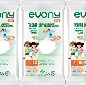 Evony 3 Katlı Filtreli Burun Telli 30 Adet Cerrahi Çocuk Maske