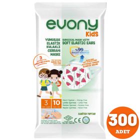 Evony 3 Katlı Filtreli Burun Telli 30 Adet Cerrahi Çocuk Maske