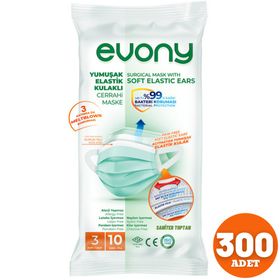 Evony 3 Katlı Filtreli Burun Telli 300 Adet Cerrahi Maske