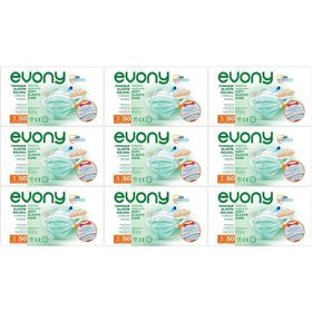 Evony 3 Katlı Filtreli Burun Telli 450 Adet Cerrahi Maske