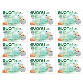 Evony 3 Katlı Filtreli Burun Telli 600 Adet Cerrahi Maske