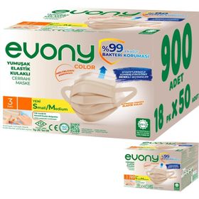 Evony 3 Katlı Filtreli Burun Telli 900 Adet Cerrahi Maske