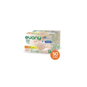 Evony 3 Katlı Yumuşak Elastik Kulaklı S/M 50 Adet Ten Rengi Maske