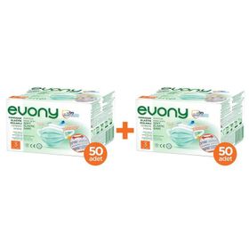 Evony 3 Katlı Yumuşak Elastik Kulaklı Yeşil 2x50'li Cerrahi Yüz Maskesi