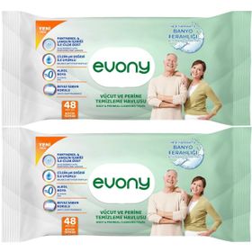 Evony 48 Yaprak XL Banyo Ferahlığı 2'li Yetişkin Vücut Perine Temizleme Havlusu