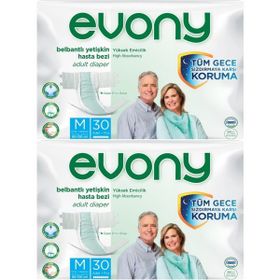 Evony Bel Bantlı Tekstil Yüzey M 2x30 60 Adet Yetişkin Hasta Bezi