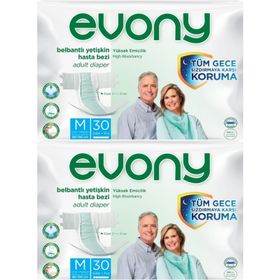 Evony Bel Bantlı Tekstil Yüzey M 2x30 60 Adet Yetişkin Hasta Bezi