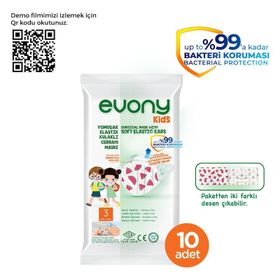 Evony Çocuk Maskesi 3 Katlı Yumuşak Elastik Kulaklı 160 Adet Yeşil Telli Maske