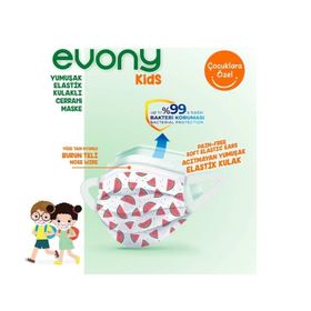 Evony Çocuk Maskesi 3 Katlı Yumuşak Elastik Kulaklı 160 Adet Yeşil Telli Maske