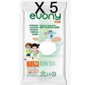 Evony Kids 50 Adet 3 Katlı Elastik Çocuk Maskesi