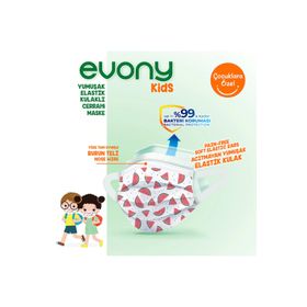 Evony Kids 50'li Desenli Yumuşak Elastik Kulaklı Maske
